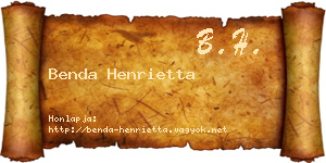 Benda Henrietta névjegykártya